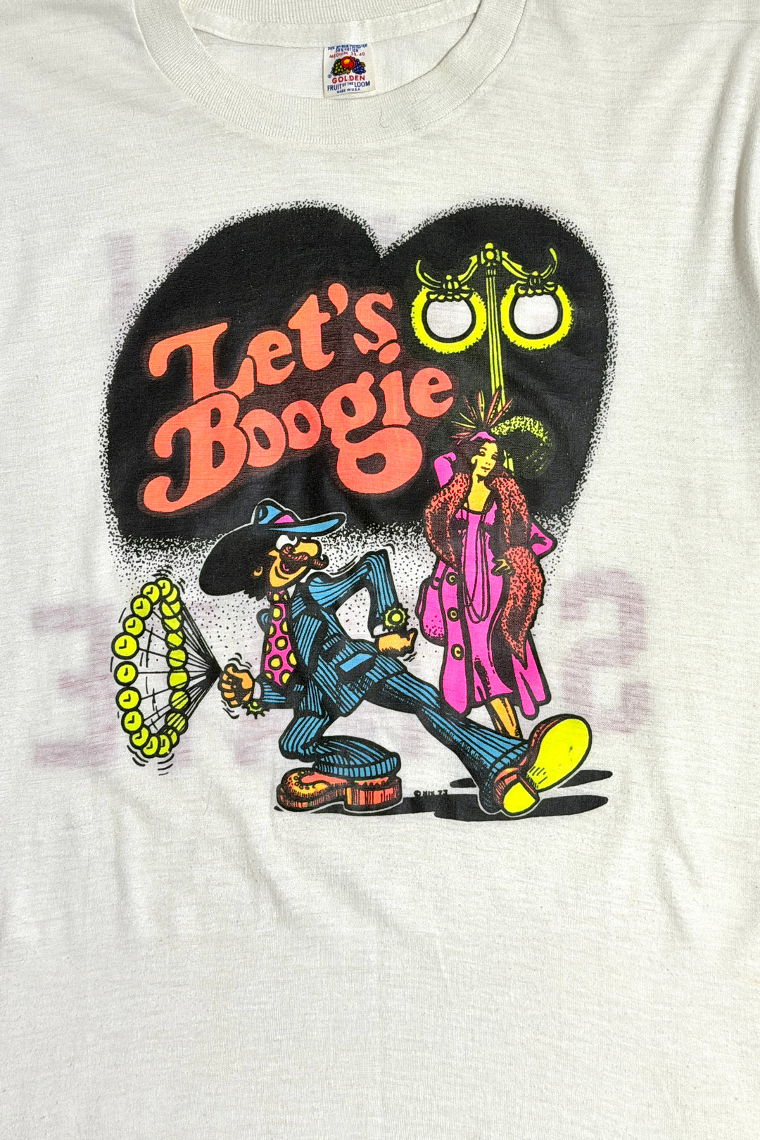 1970’S ROACH STUDIOS MADE IN USA WIZ “LET’S BOOGIE” HEADSHOP SCREENPRINTED S/S T-SHIRT MEDIUM