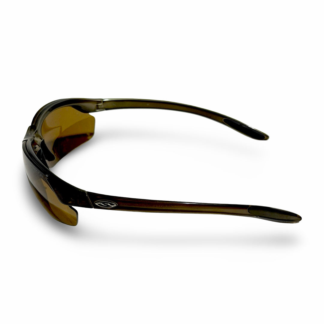 2000’S SMITH MADE IN FRANCE PARALLEL MAX POLARIZED BROWN TRANSLUCENT FRAME & LENS WRAPAROUND SUNGLASSES