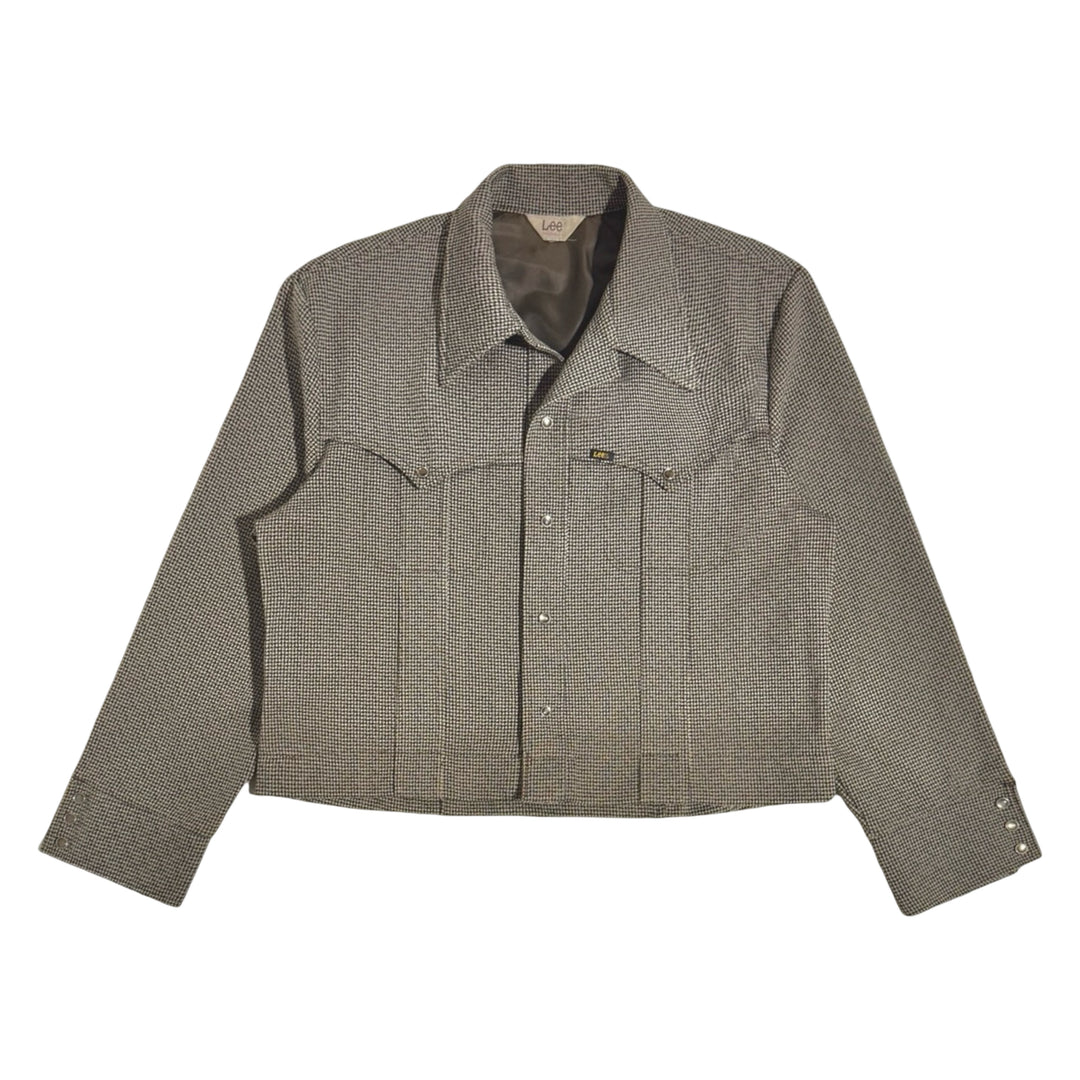 1960’S LEE RIDERS MADE IN USA CROPPED HOUNDSTOOTH WESTERN PEARL SNAP TRUCKER JACKET X-LARGE