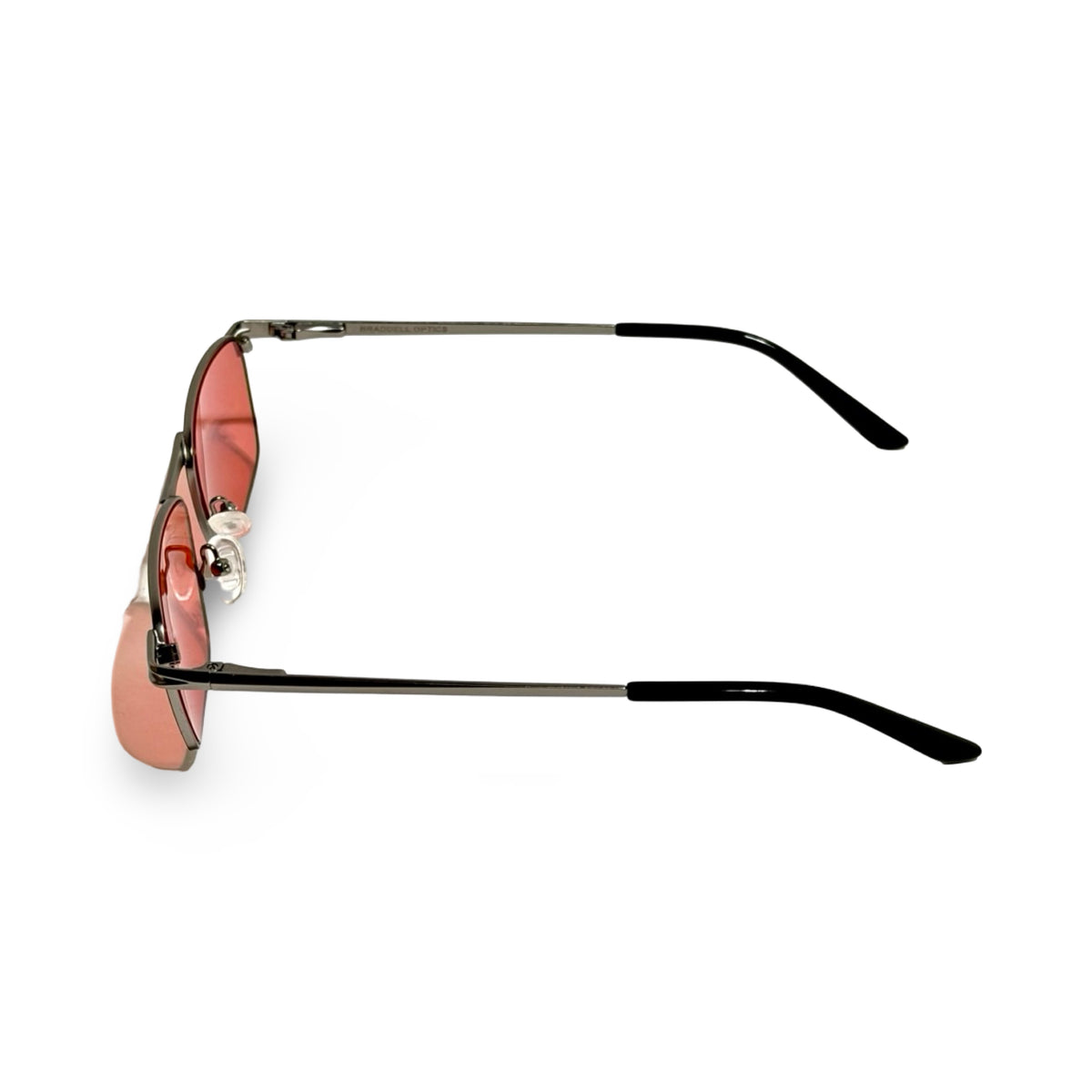 1990'S BRADDELL OPTICS GUNMETAL RECTANGULAR RED LENS SUNGLASSES