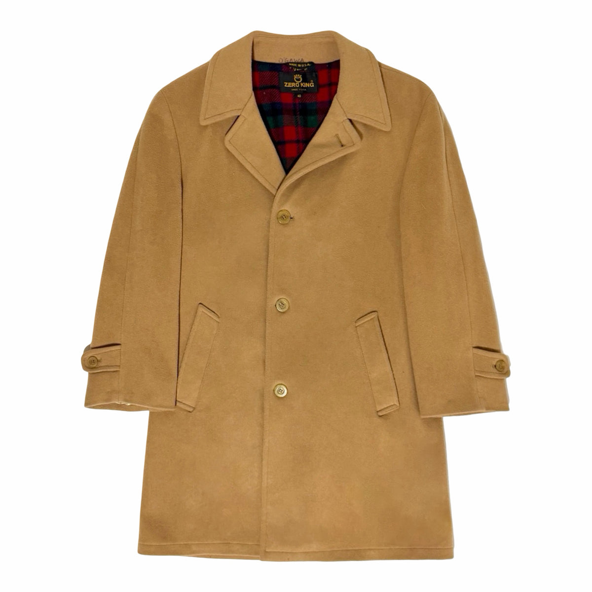 Zero King camel wool long coat front