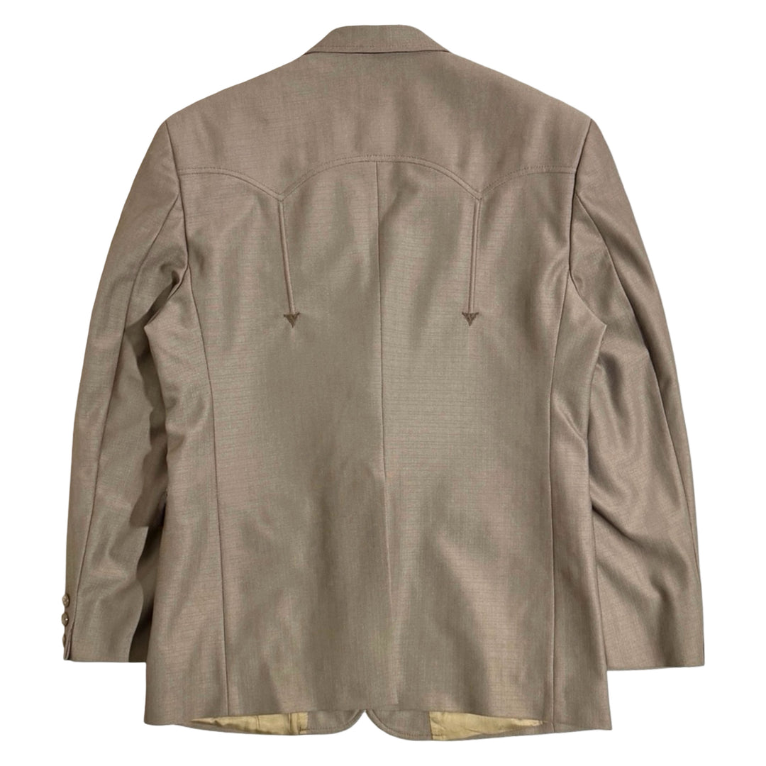 1970’S CIRCLE DALLAS MADE IN USA KHAKI SATIN ARROW WESTERN SUIT JACKET 42R