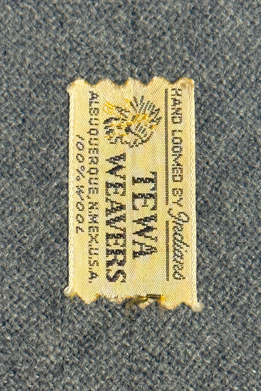 1940’S TEWA WEAVERS MADE IN USA RAW HEM WOOL HAND LOOMED NECKTIE TIE