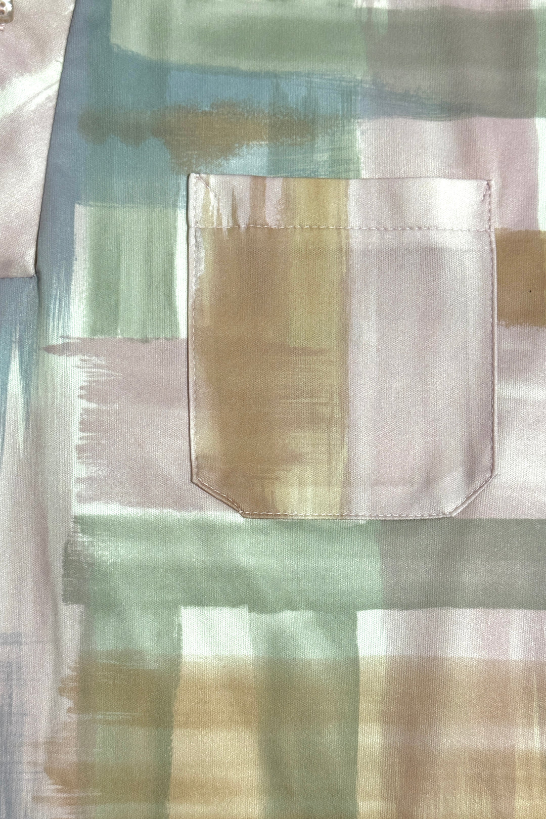 1970’S LILLY DACHÉ MADE IN USA PASTEL BRUSH STROKE PRINTED S/S POLO B.D. SHIRT LARGE