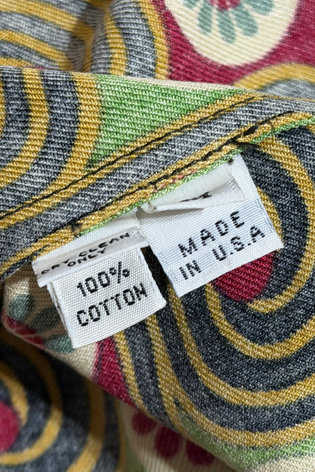 1990’S TODD OLDHAM MADE IN USA 70’S PSYCHEDELIC PRINT COTTON GABARDINE OVERSIZED L/S B.D. SHIRT X-LARGE