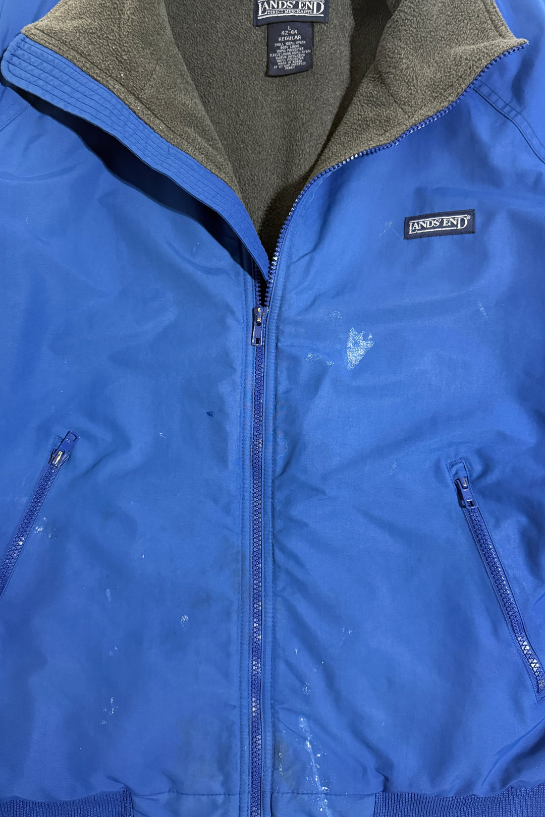 1990’S LANDS’ END THRASHED &amp; FADED CROPPED WINDBREAKER JACKET LARGE