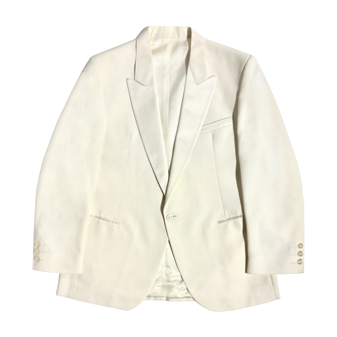 1970’S DEADSTOCK MONTE CRISTO “COPA” IVORY FLARED LEG TUXEDO SUIT 42R