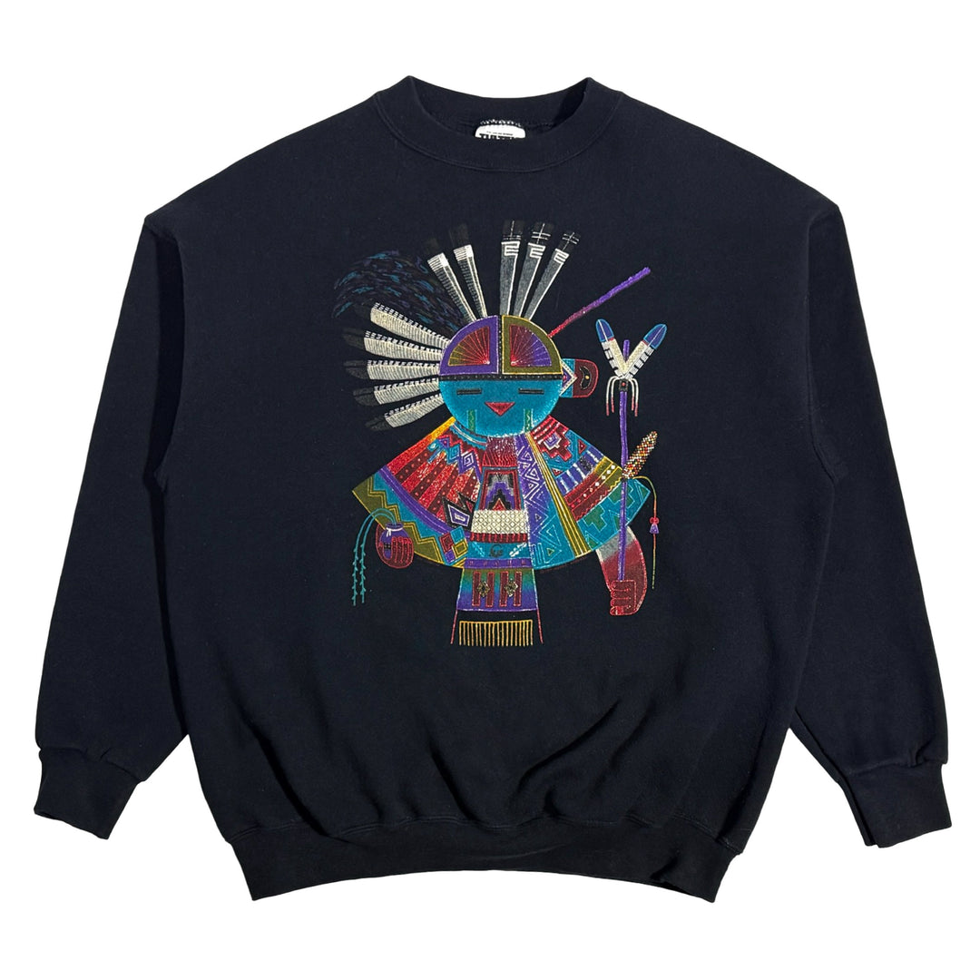 1990’S KACHINA ARTWORK FLEECE CREWNECK SWEATER X-LARGE