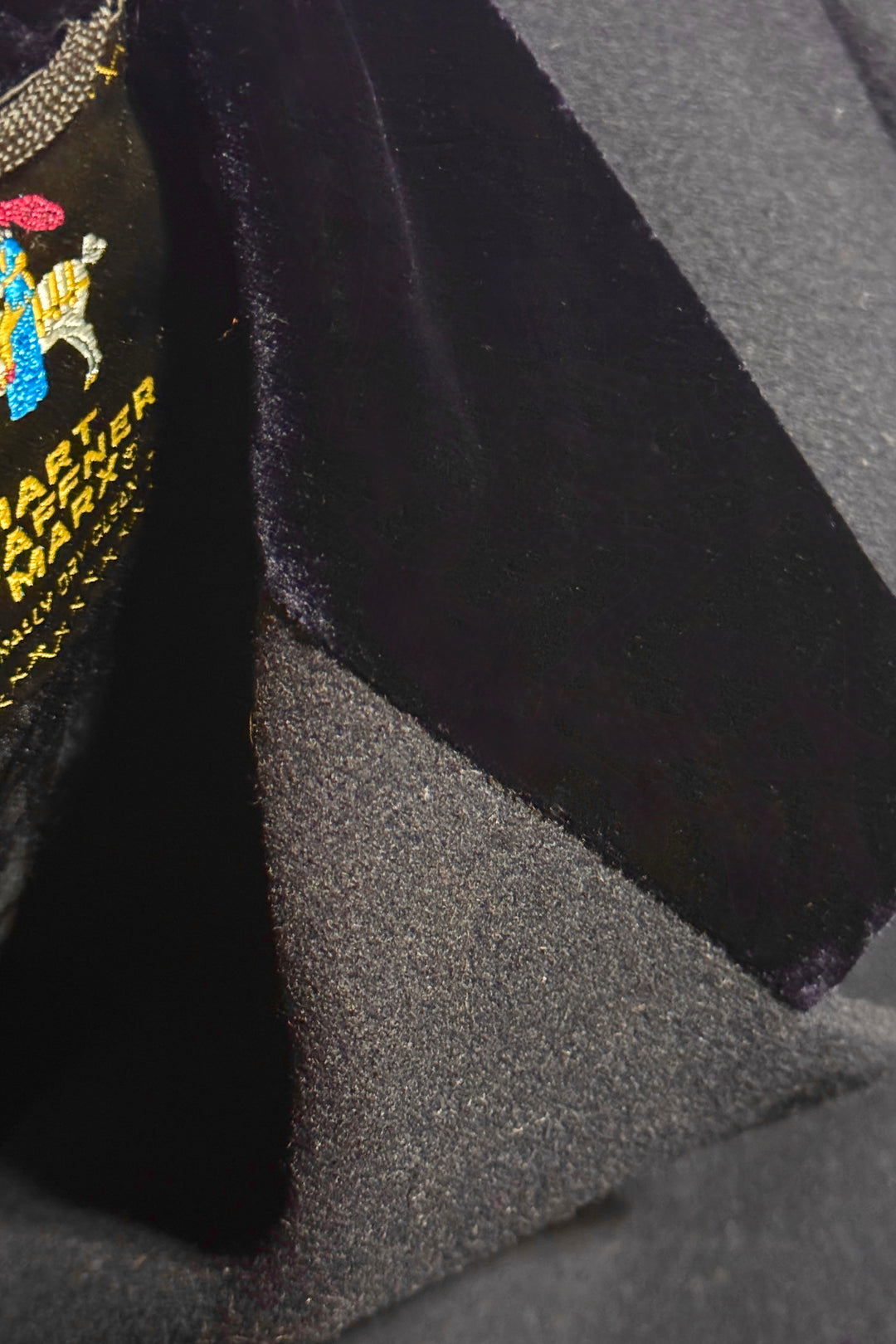 1970’S STROMBERG’S UNION MADE IN USA VELVET COLLAR NAVY WOOL TUXEDO OVERCOAT 42