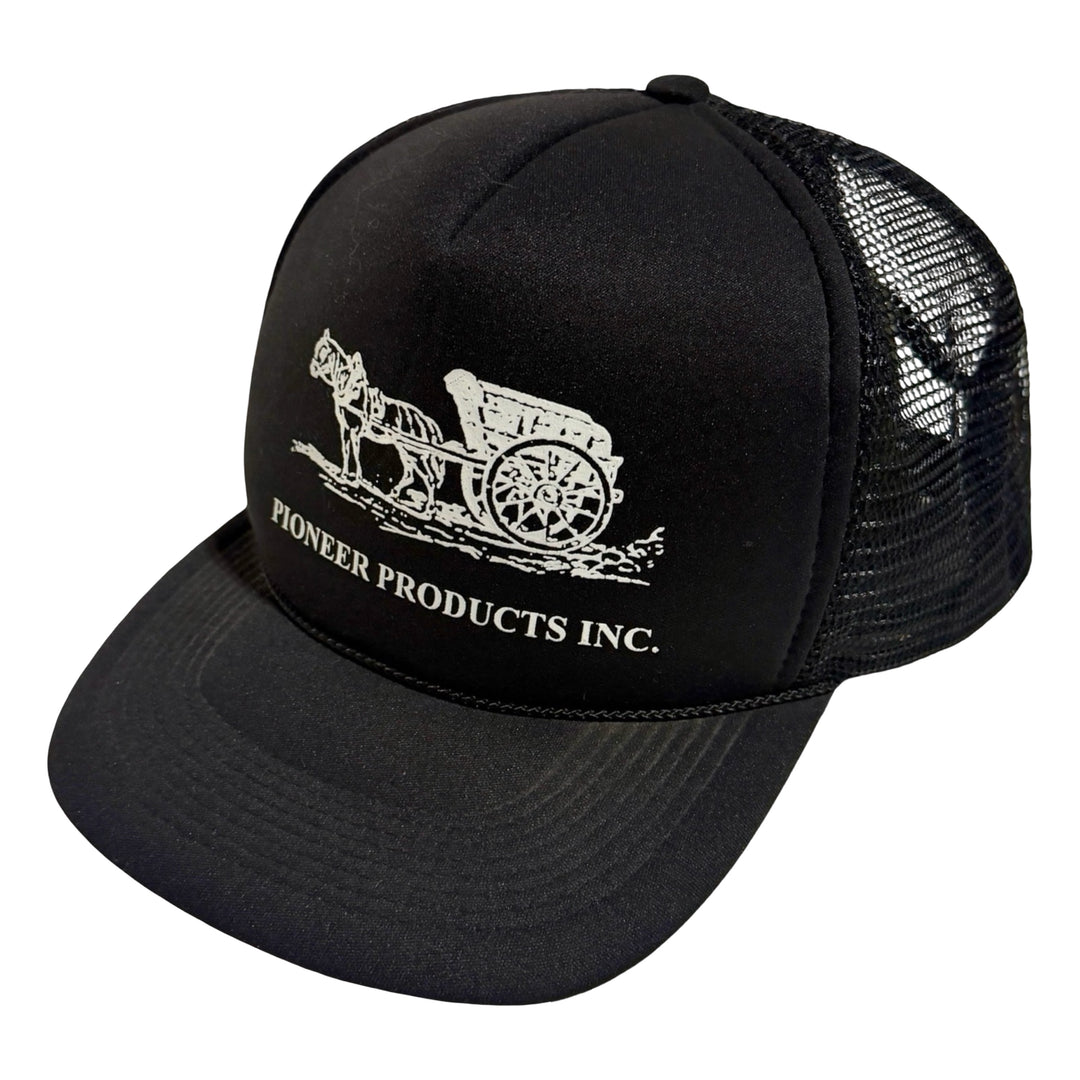 1970’S PIONEER PRODUCTS WESTERN FADED BLACK FOAM &amp; MESH TRUCKER HAT