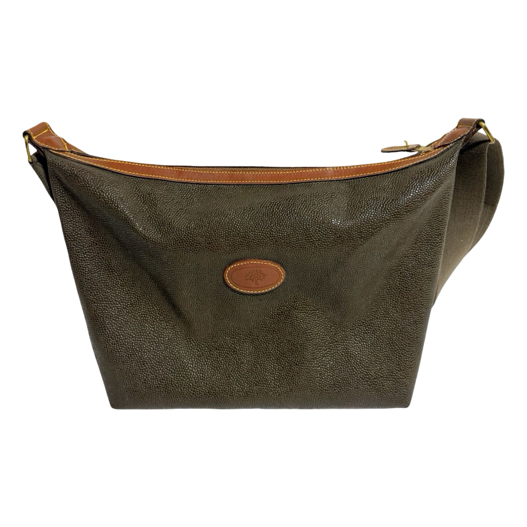 1980’S MULBERRY MADE IN ENGLAND SCOTCHGRAIN PEBBLE GRAIN LEATHER CARRYALL DUFFLE BAG