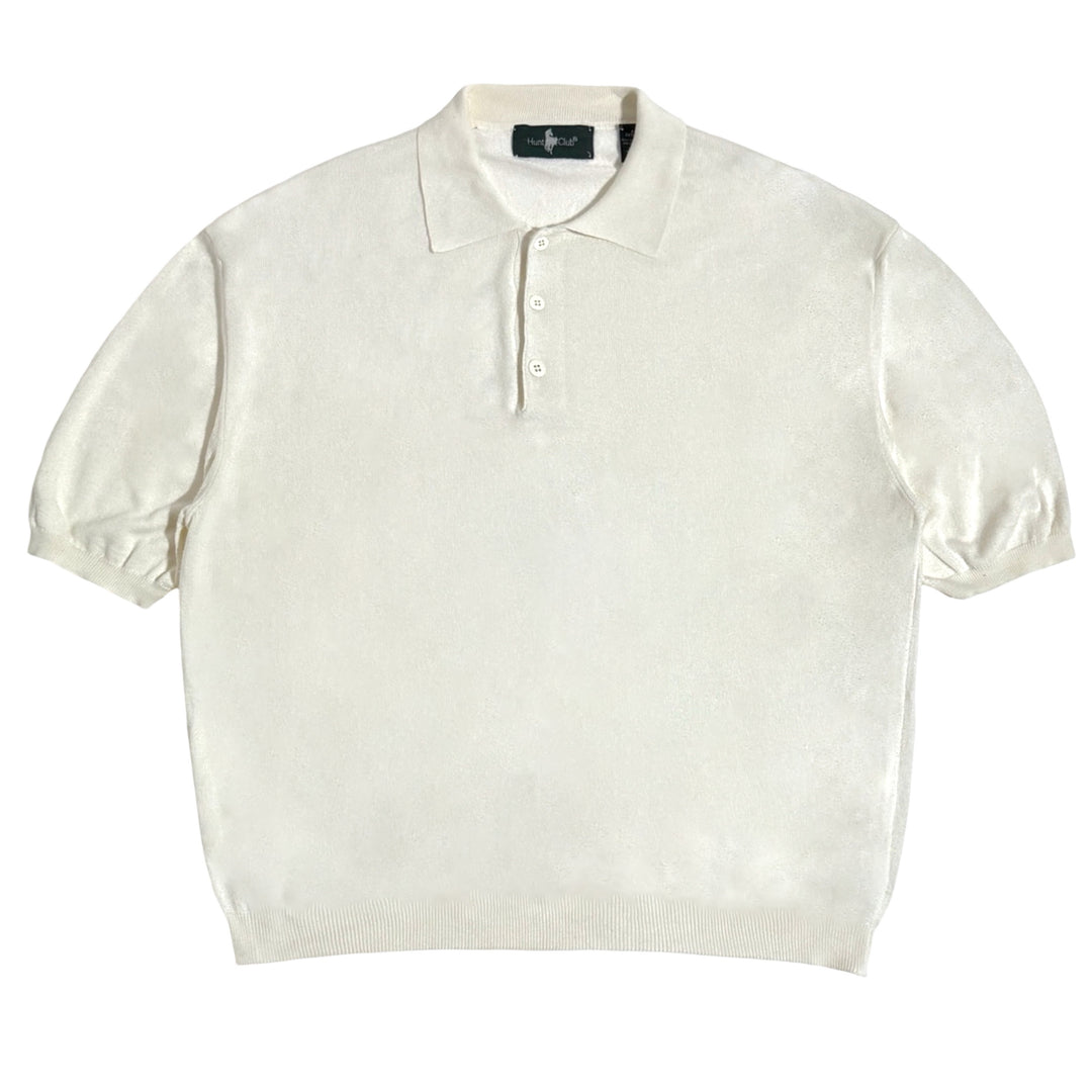 1980’S HUNT CLUB MADE IN ITALY CROPPED KNIT POLO S/S B.D. SHIRT X-LARGE