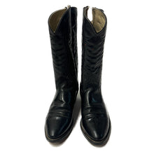 Load image into Gallery viewer, 1980’S TEXAS MADE IN USA EMBROIDERED BLACK COWBOY BOOTS 10.5
