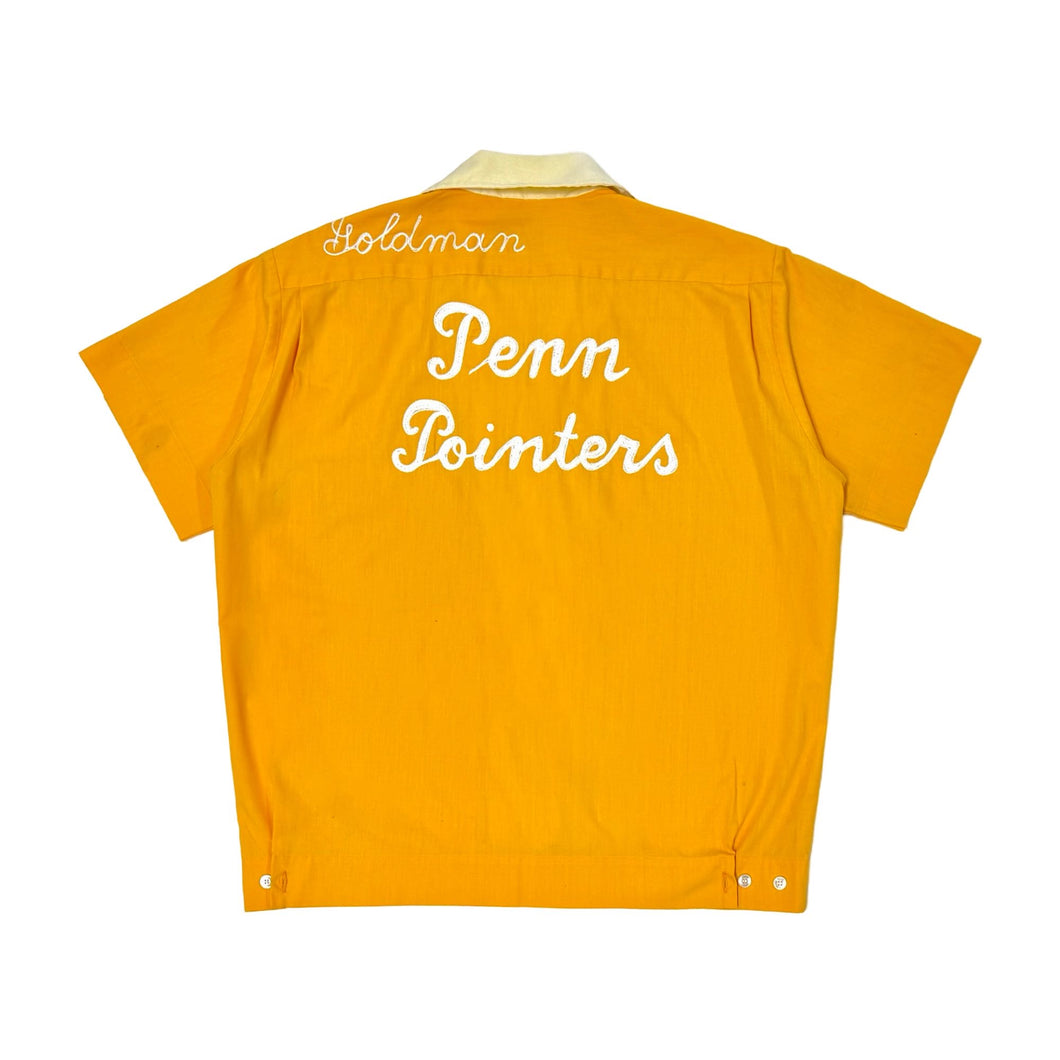 1960’S PENN POINTERS MADE IN USA CROPPED CHAINSTITCHED LETTER S/S B.D. BOWLING SHIRT LARGE