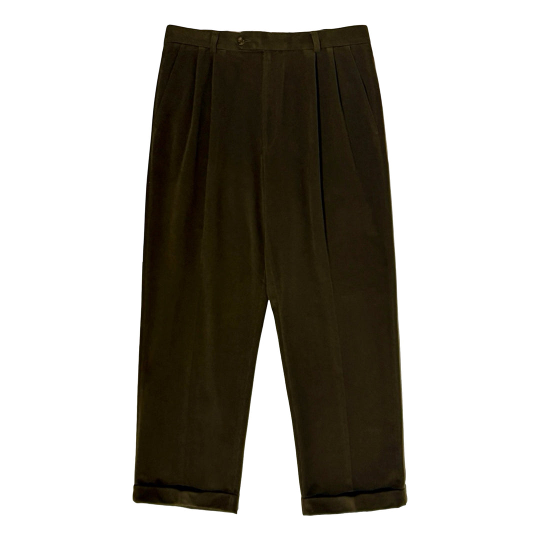 1990’S BALLIN MADE IN CANADA HIGH WAISTED PLEATED BROWN CORDUROY TROUSER PANTS 36 X 30