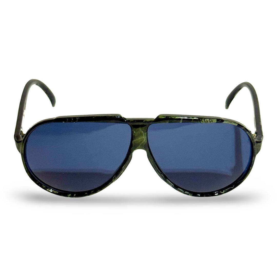 1970’S CONNEMARA GREEN MARBLED ACETATE SMOKE LENSE AVIATOR SUNGLASSES
