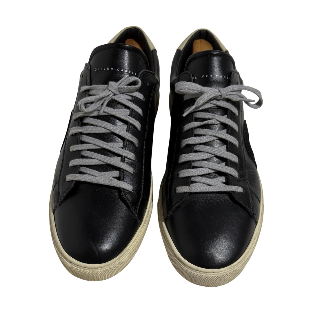 2000’S OLIVER CABELL MADE IN ITALY BLACK &amp; WHITE BUFFED LEATHER TENNIS SHOES EU46 / US 12