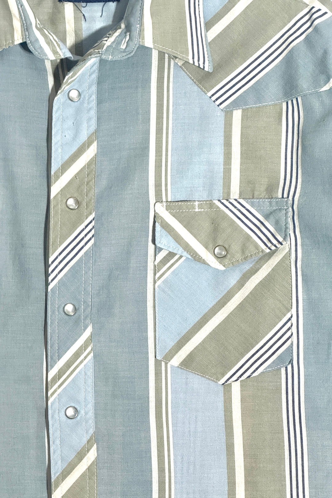 1990’S WRANGLER MADE IN USA STRIPED WESTERN PEARL SNAP L/S B.D. SHIRT LARGE