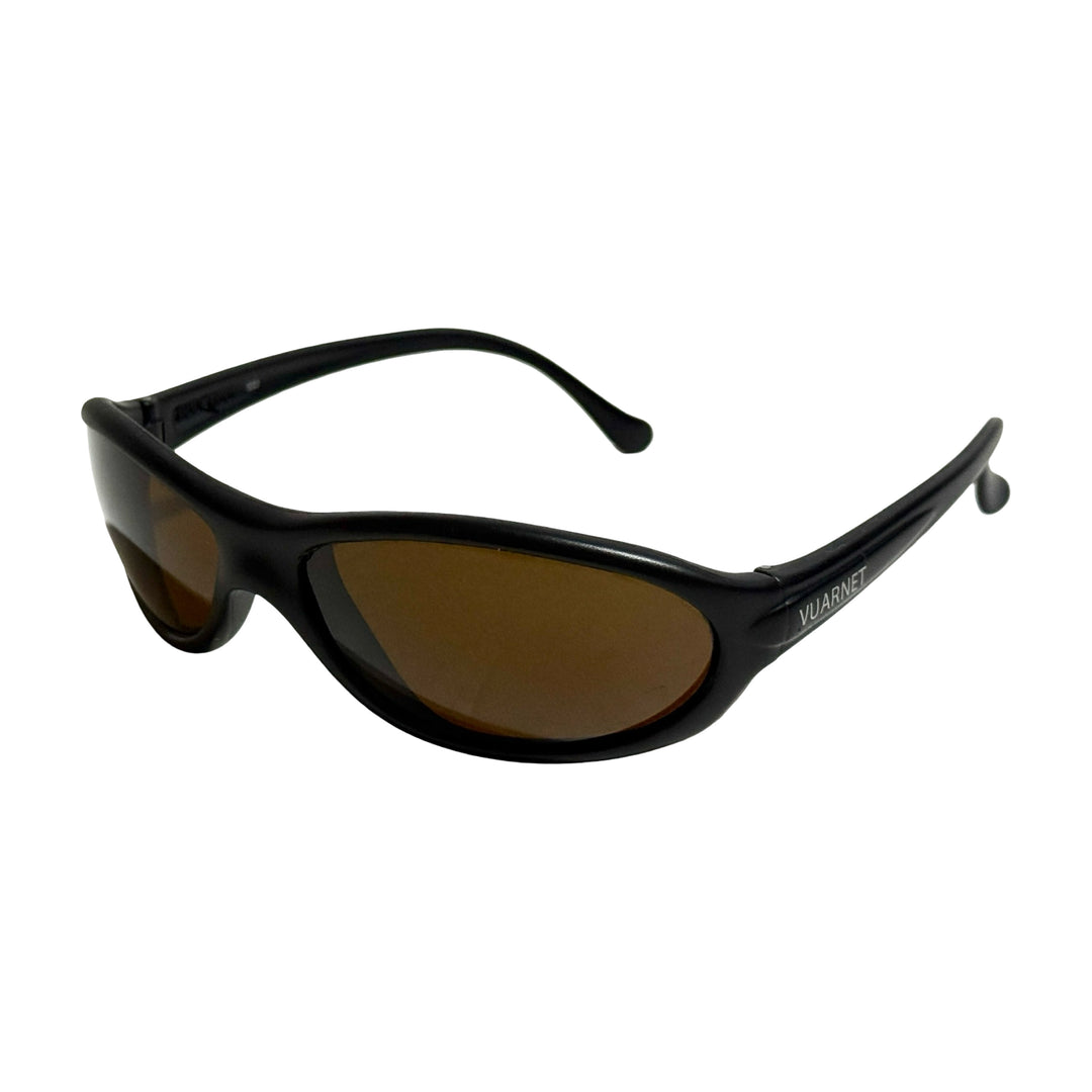 1990’S VAURNET MADE IN FRANCE POUILLOUX “MASCALZONE LATINO” YACHT RACING TEAM MATTE BLACK WRAPAROUND SUNGLASSES