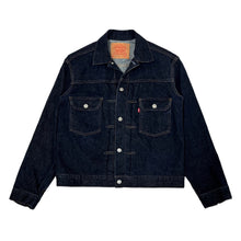 Load image into Gallery viewer, 1990’S LEVI’S BIG E 507XX 1997 LVC VALENCIA STREET REISSUE MADE IN USA CROPPED SELVEDGE DENIM TRUCKER JACKET MEDIUM
