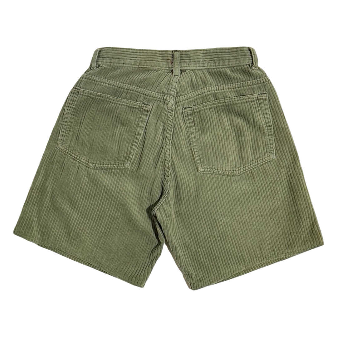 1990’S UTILITY FADED OLIVE WIDE WALE CORDUROY 7” SHORTS 30