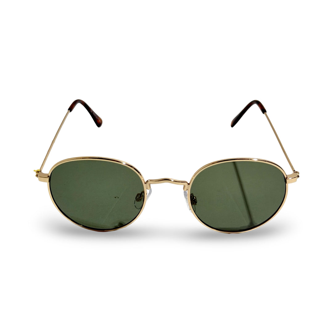 1970’S GOLD FRAME TORTOISE TIP ROUND GREEN LENS SUNGLASSES