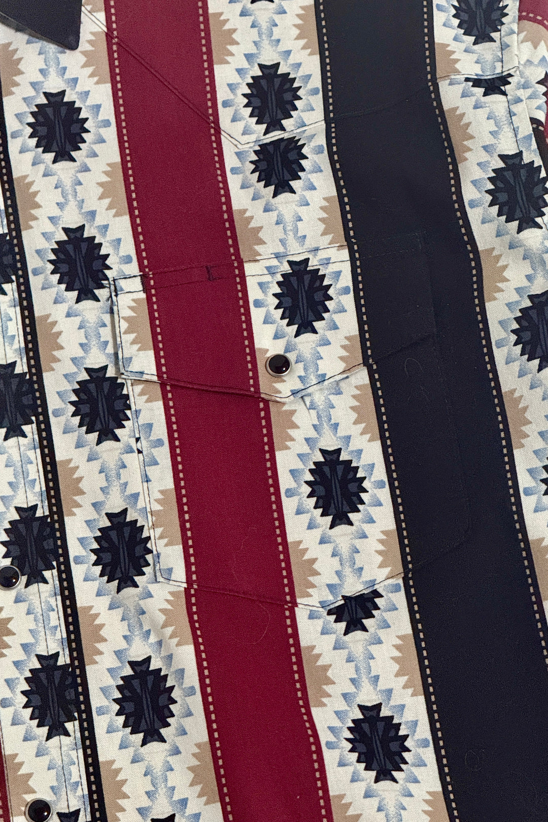 1990’S WRANGLER MADE IN USA SOUTHWESTERN PRINT WESTERN PEARL SNAP L/S B.D. SHIRT LARGE