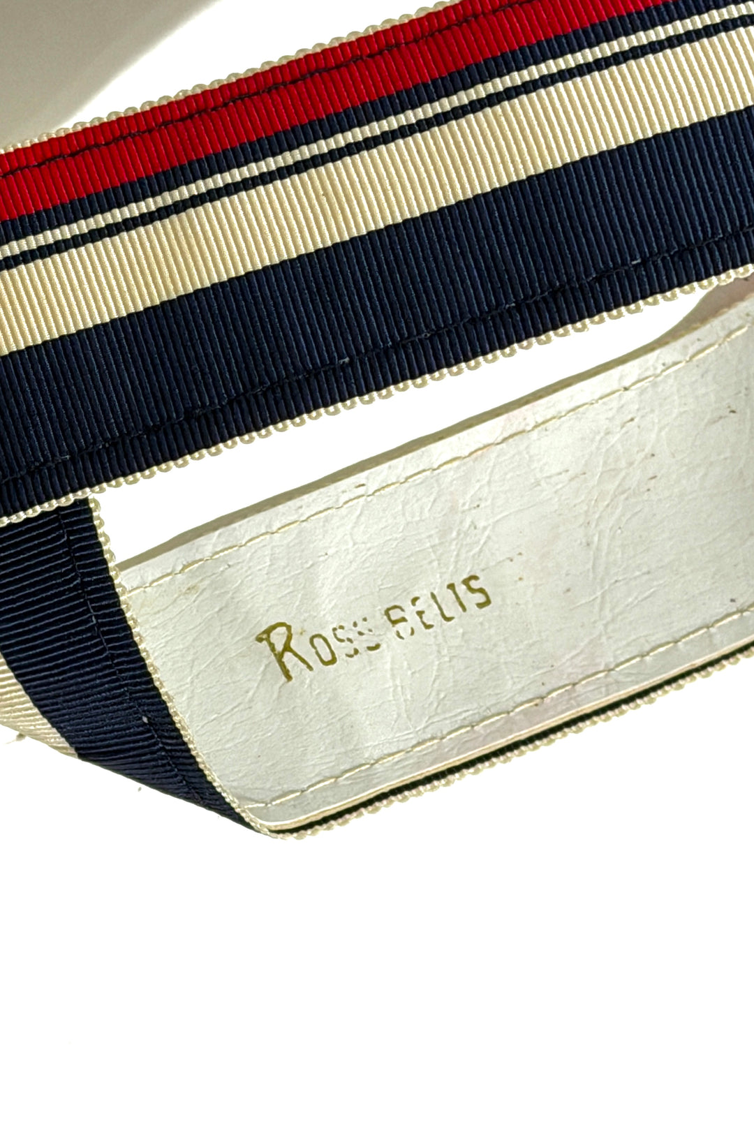 1960’S ROSE BELTS MADE IN USA STRIPED GROSGRAIN RIBBON BELT SMALL