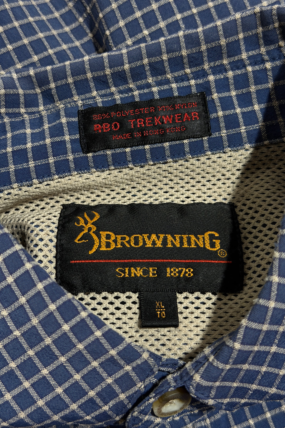 1990’S BROWNING RBO TREKWEAR CHECK WOVEN HIKING L/S B.D. SHIRT X-LARGE