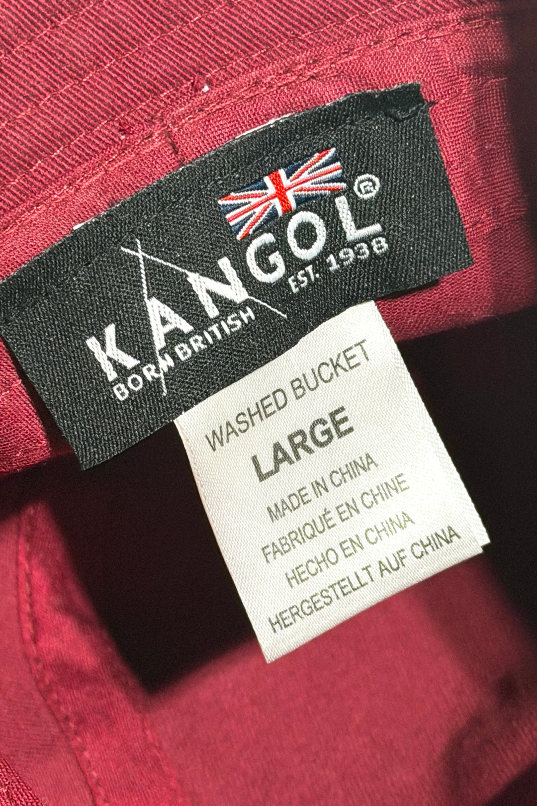 2000’S KANGOL WASHED TWILL BURGUNDY BUCKET HAT LARGE