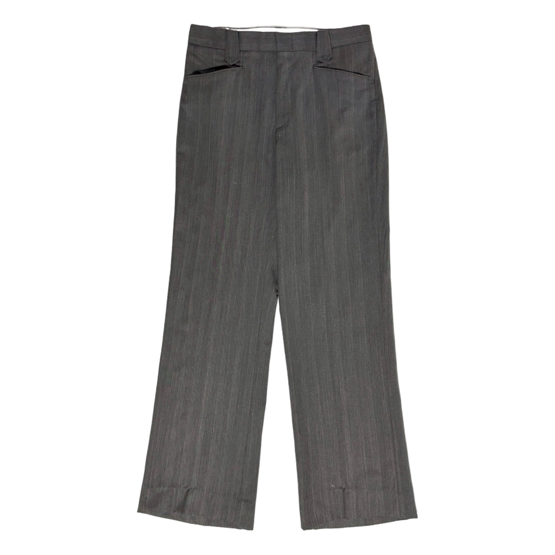 1980’S CIRCLE DALLAS MADE IN USA MARLED GRAY WESTERN FROG POCKET BOOTCUT FLARED TROUSER PANTS 32 X 30