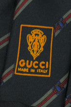 Load image into Gallery viewer, 1970’S GUCCI MADE IN ITALY 100% SILK THRASHED STRIPED HANDMADE TIE
