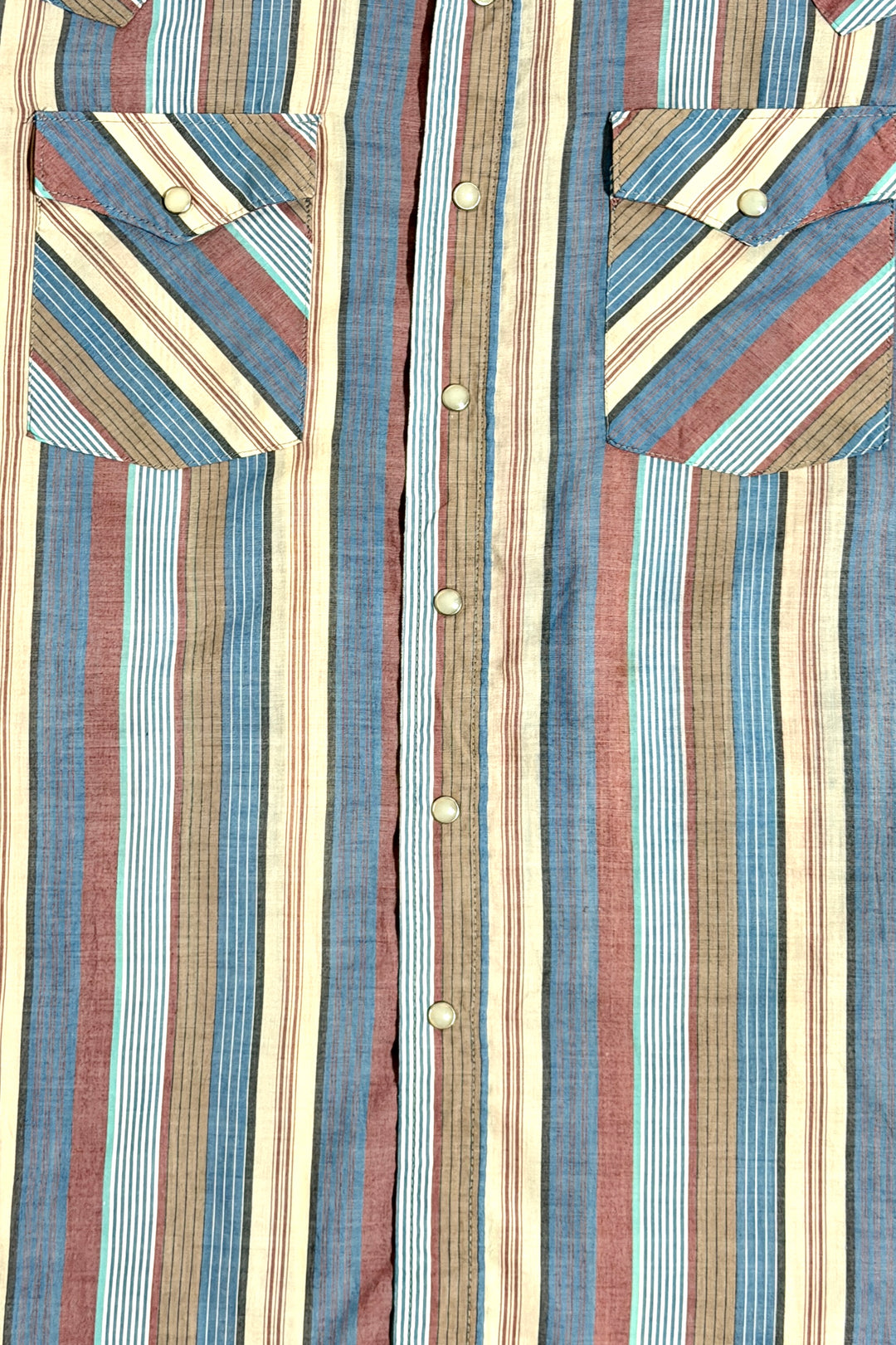 1980’S SADDLE KING WESTERN MADE IN USA MULTICOLOR STRIPED WESTERN PEARL SNAP L/S B.D. SHIRT XXL