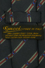 Load image into Gallery viewer, 1970’S GUCCI MADE IN ITALY 100% SILK THRASHED STRIPED HANDMADE TIE
