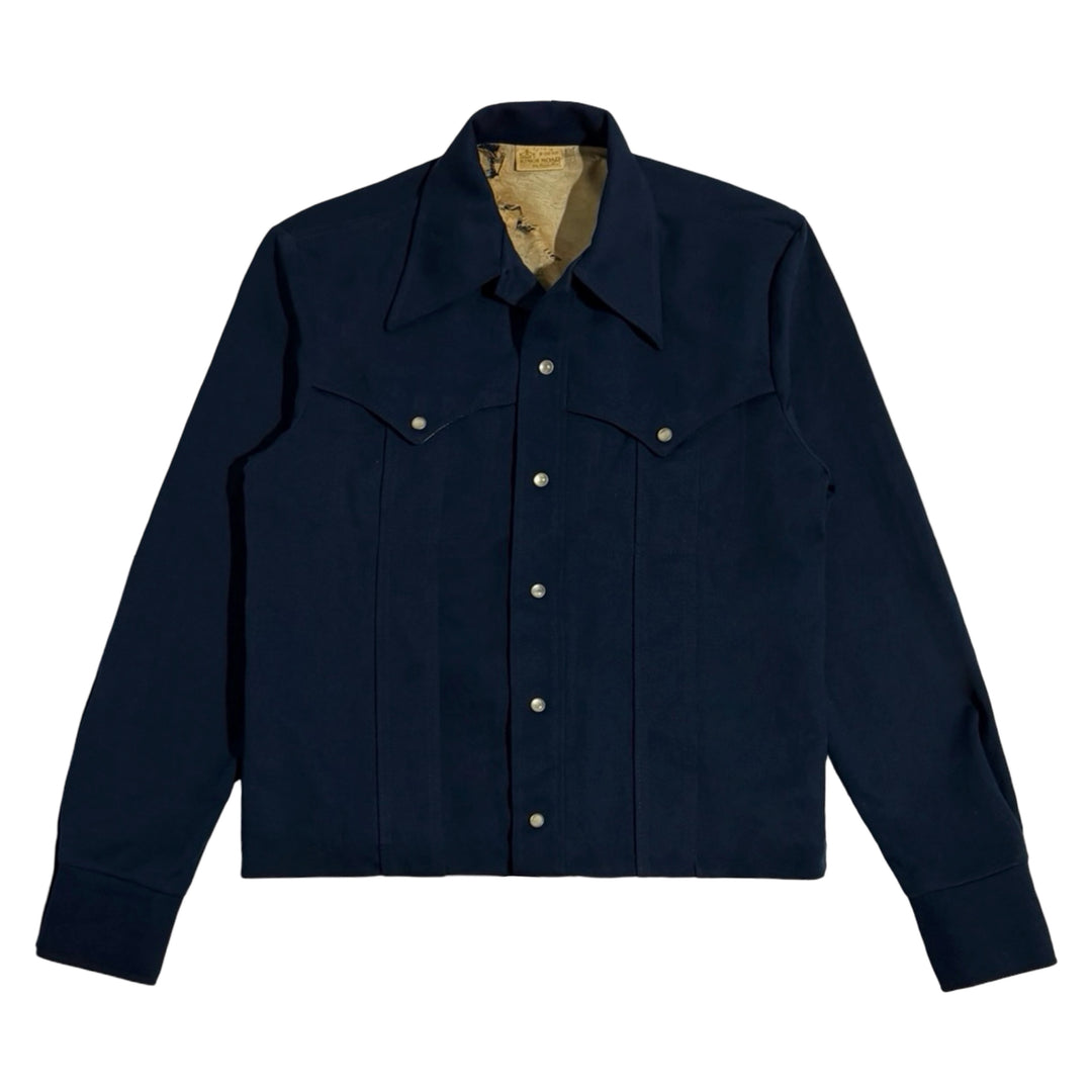 1960’S SEARS KING ROAD MADE IN USA CROPPED NAVY WESTERN PEARL SNAP JACKET MEDIUM