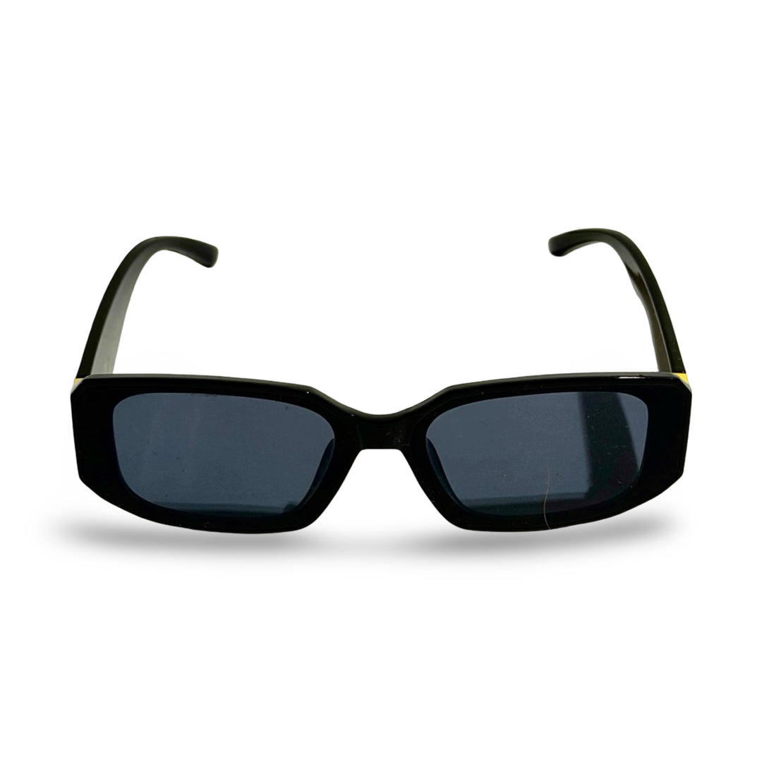 2000’S GREEK BORDER THICK BLACK ACETATE WRAPAROUND FRAME WITH BLACK LENSE SUNGLASSES