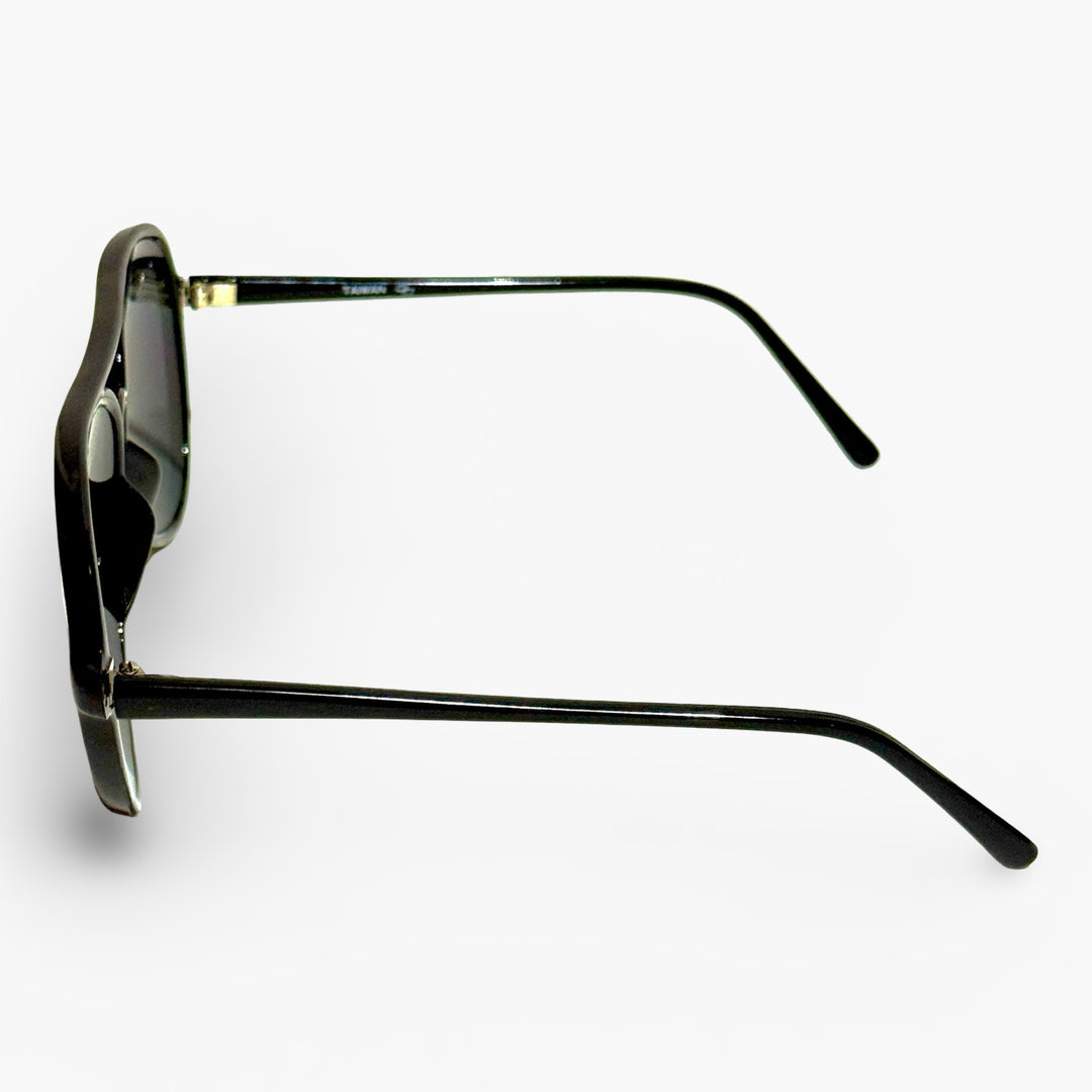 1970’S ROCKSTAR BLACK ACETATE FRAME SMOKE LENSE AVIATOR SUNGLASSES