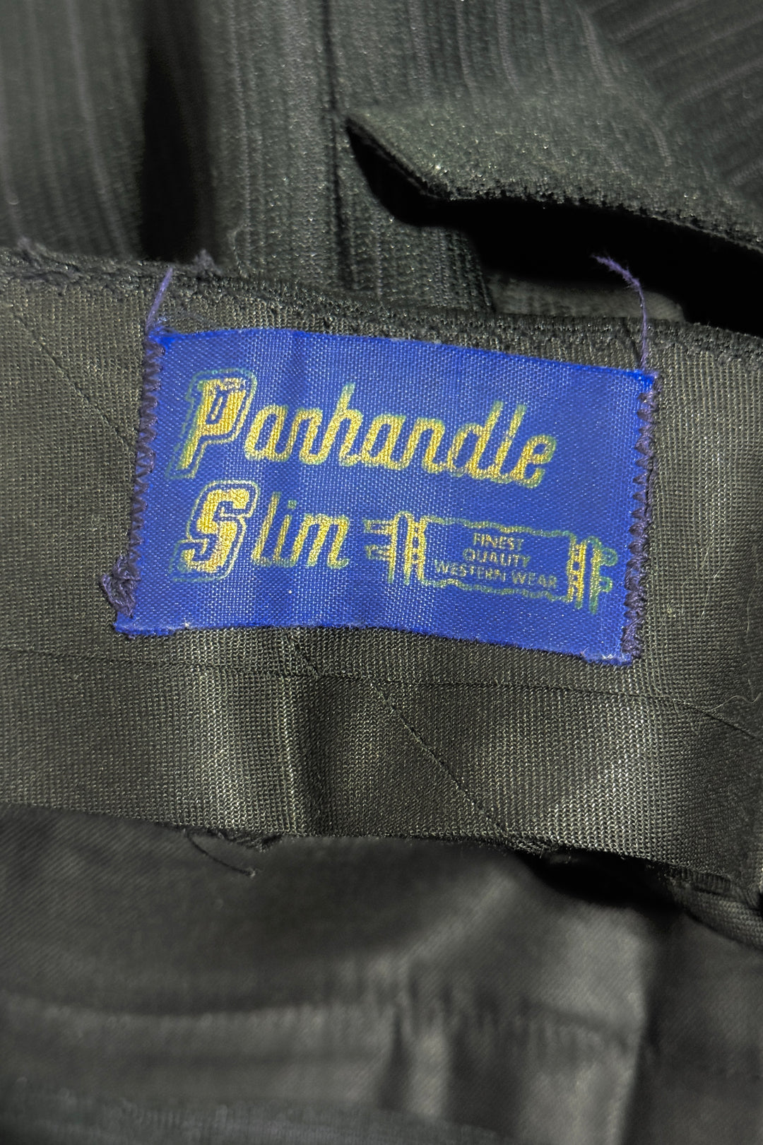 1960’S PAN HANDLE SLIM UNION MADE IN USA BLACK STRIPED FROG POCKET WESTERN BOOTCUT PANTS 32 X 30