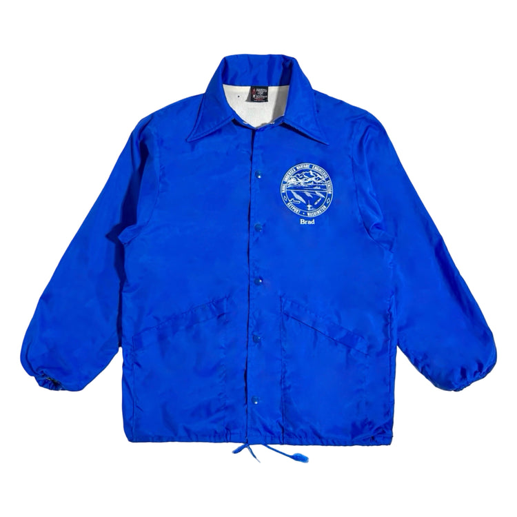 Vintage royal blue coach jacket Naval Undersea Warfare front