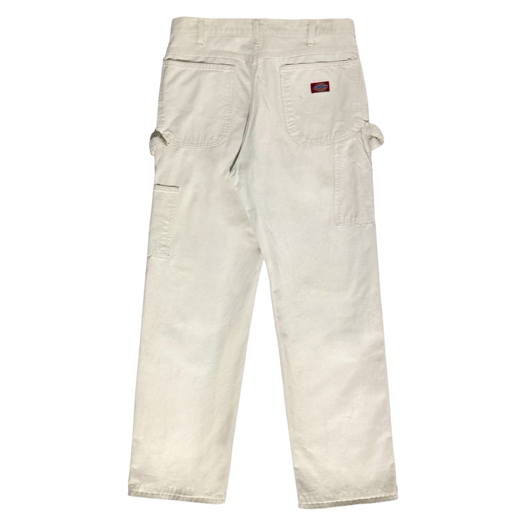 1980’S DICKIES MADE IN USA OFF WHITE DROP CLOTH PAINTER CARPENTER WORKWEAR PANTS 34 X 32