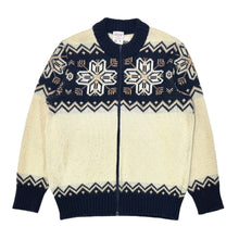 Cargar imagen en el visor de la galería, 1960’S ST. MICHAEL MADE IN ENGLAND CROPPED FAIR ISLE ZIP CARDIGAN SWEATER MEDIUM
