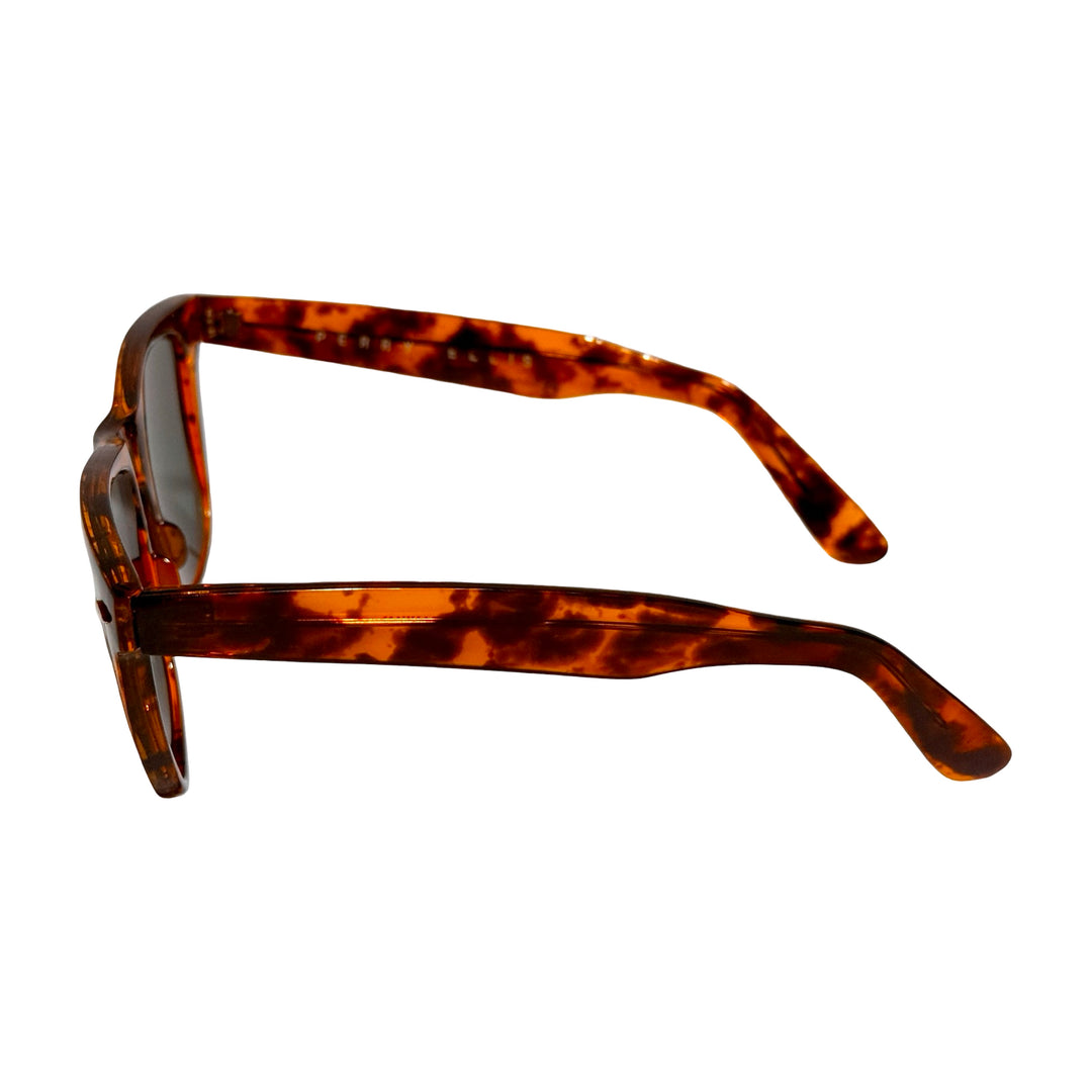1980’S PERRY ELLIS TORTOISE SHELL ACETATE WAYFARER SMOKE LENSE SUNGLASSES