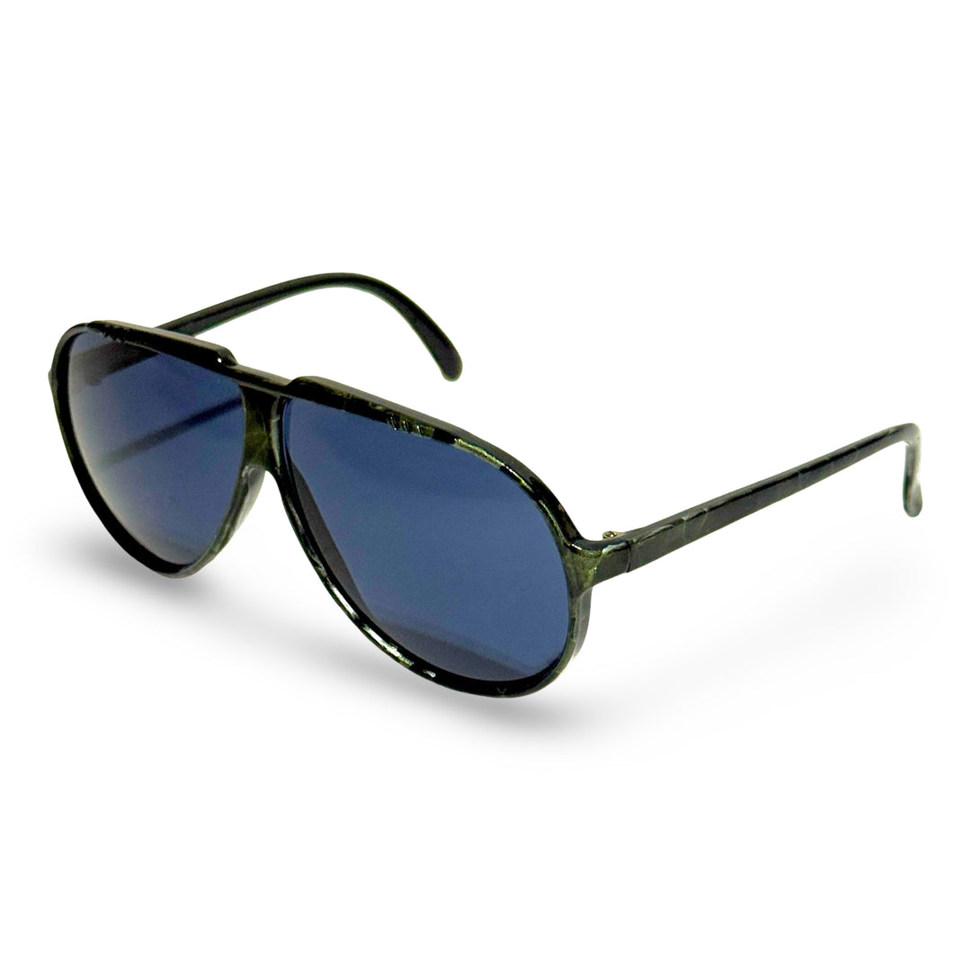 1970’S CONNEMARA GREEN MARBLED ACETATE SMOKE LENSE AVIATOR SUNGLASSES