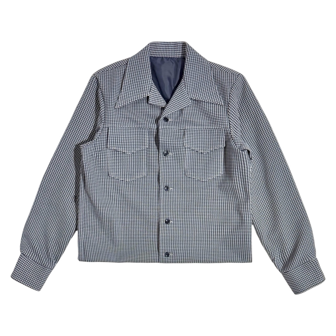 1960’S DEADSTOCK HOUNDSTOOTH MADE IN USA NAVY &amp; WHITE WESTERN JACKET MEDIUM