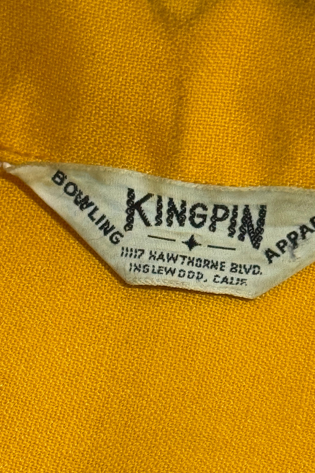 1950’S KING PIN MADE IN USA CROPPED VICTORVILLE ELKS LODGE CHAINSTITCHED SELVEDGE LOOP COLLAR BOWLING S/S B.D. SHIRT X-LARGE