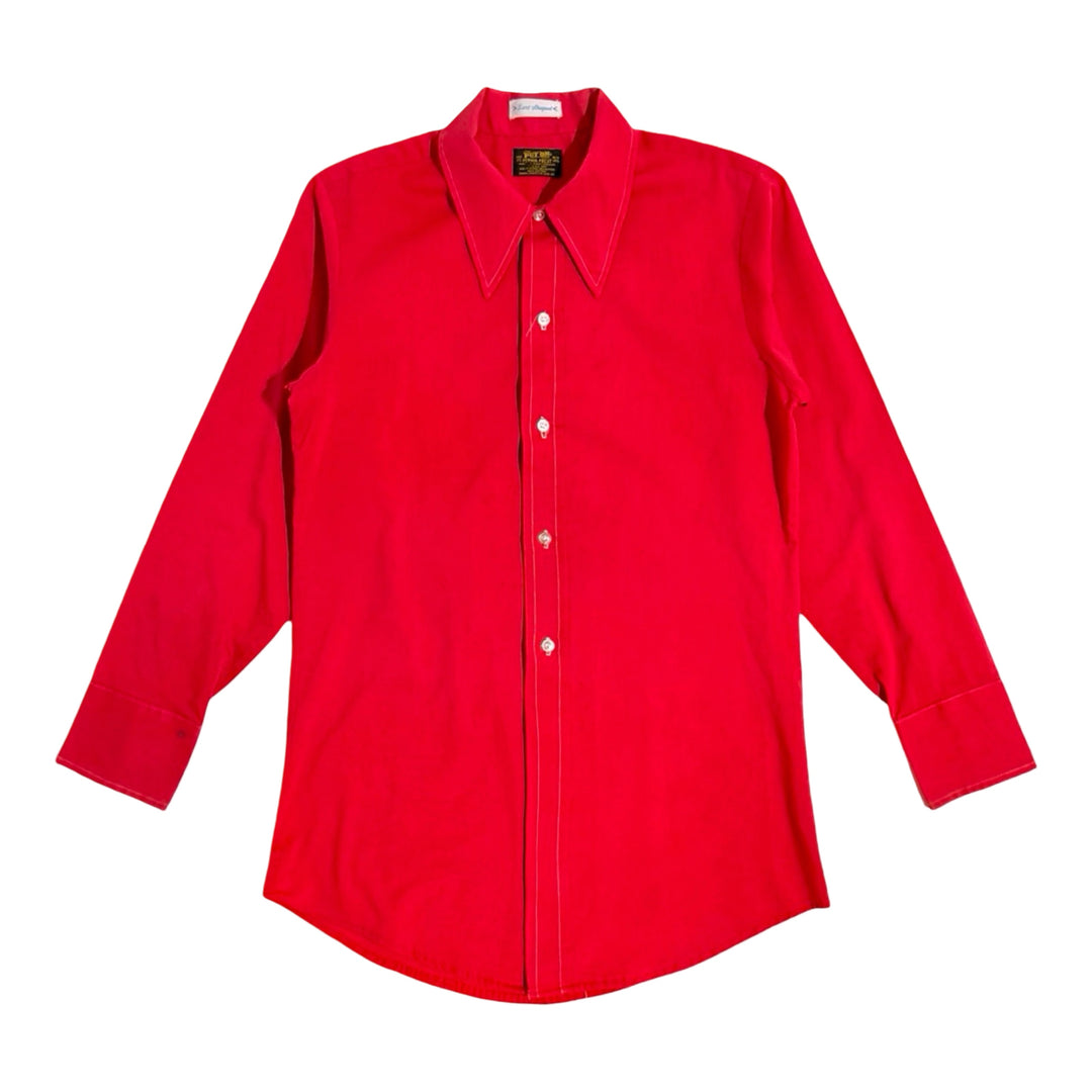 1960’S SEARS ROEBUCK &amp; CO MADE IN USA RED SELVEDGE BROADCLOTH “PUT ON” L/S B.D. SHIRT SMALL