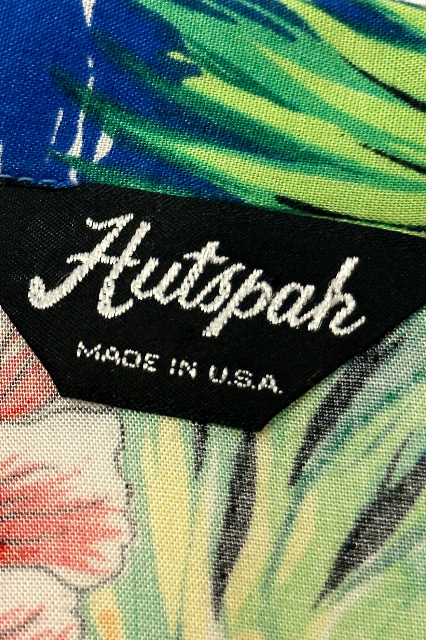 1980’S HUTSPAH MADE IN USA RAYON PALM TREES HAWAIIAN S/S SHIRT SMALL