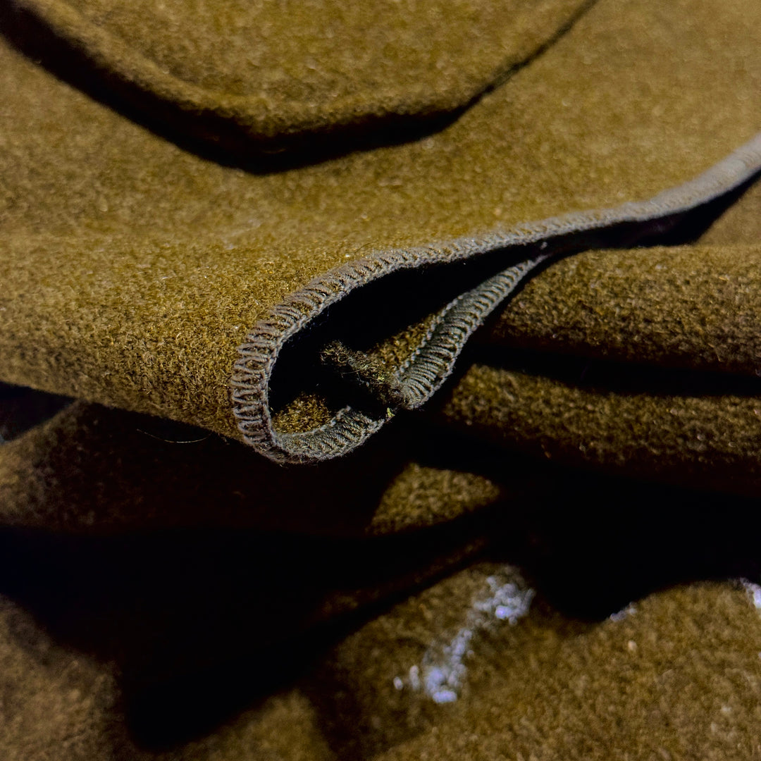 MASK HAND MADE IN SANTA FE THRASHED & FADED WW2 OLIVE DRAB WOOL BLANKED CROPPED WESTERN JACKET LARGE