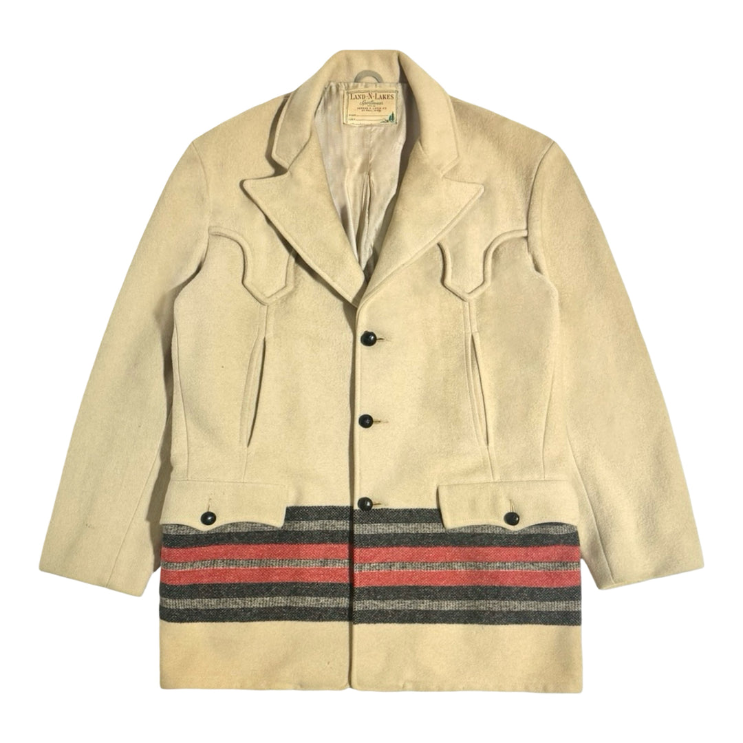 1950’S LAND N LAKES UNION MADE IN USA WESTERN FARIBAULT WOOLEN MILLS STRIPED BLANKET JACKET LARGE