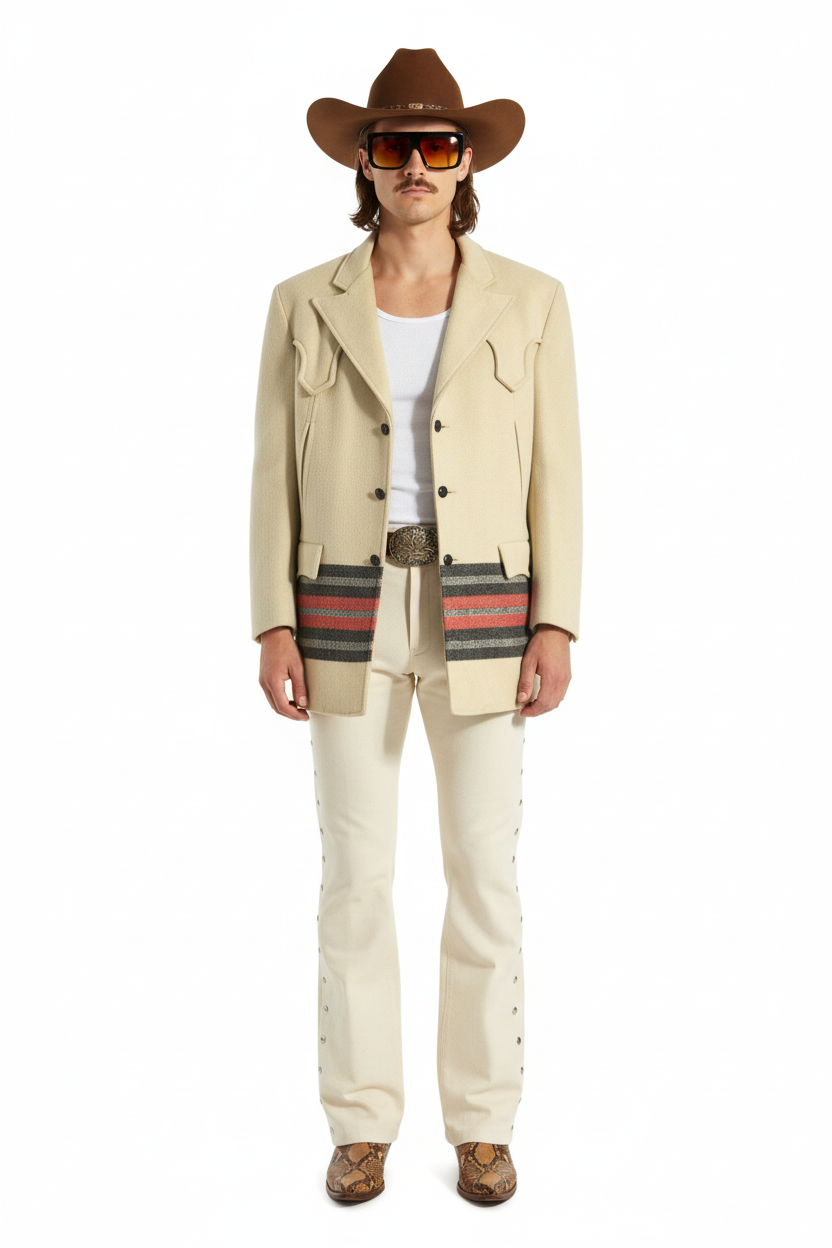 1950’S LAND N LAKES UNION MADE IN USA WESTERN FARIBAULT WOOLEN MILLS STRIPED BLANKET JACKET 42